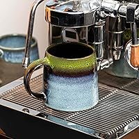 Vista 3 de Tazas de café grandes de cerámica, hechas a mano, tazas de té con asa para oficina y hogar, 16 onzas, aptas para lavavajillas y microondas