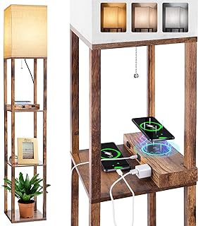 Dott Arts Floor Lamp with Shelves, Shelf Lamp with Wireless Charger & US...