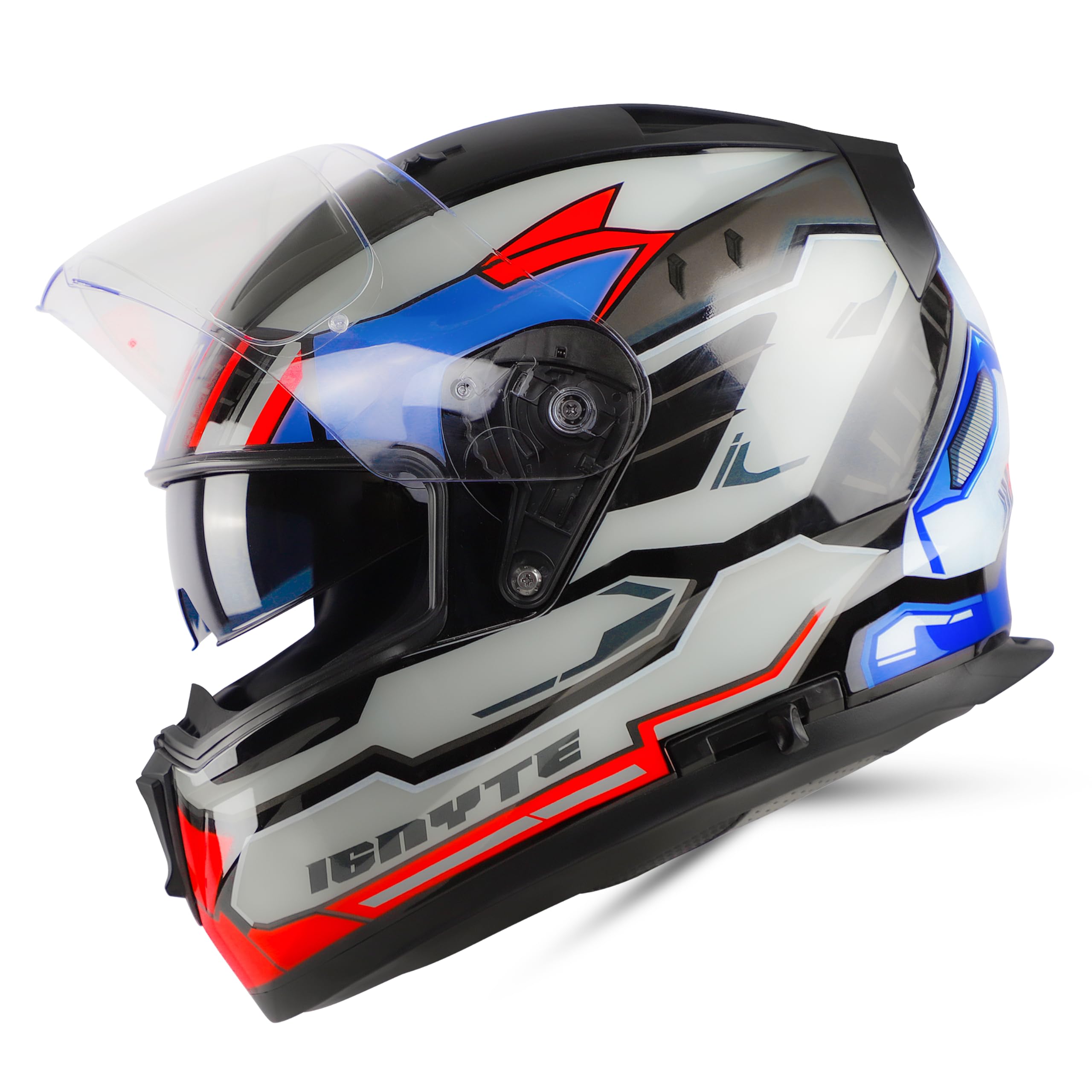 Ignyte IGN-7 Space Robot ISI/DOT Certified Full Face Graphic Helmet with Outer Anti-Fog Clear Visor and Inner Smoke Sun Shield