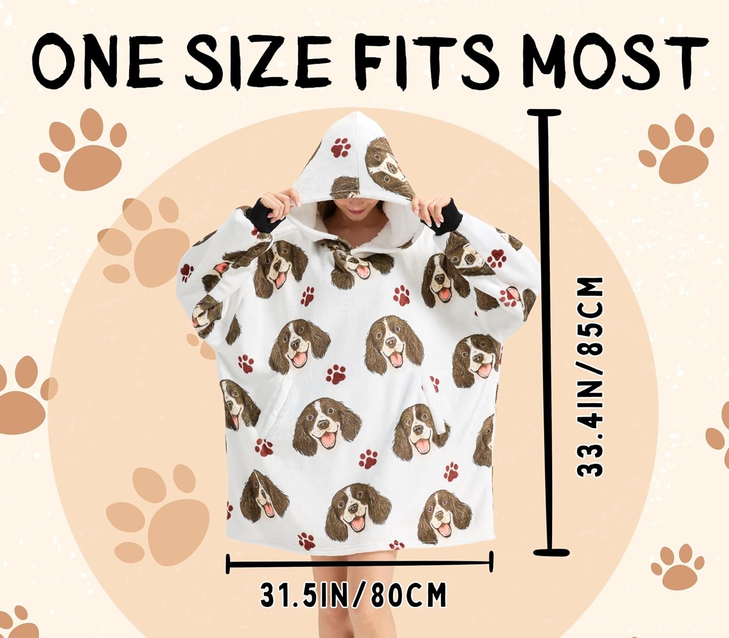 Springer Spaniel Gifts Blanket Hoodie for Women, Oversized Hooded Blanket, Gift for English Springer Spaniel Lovers, One Size - Image 5