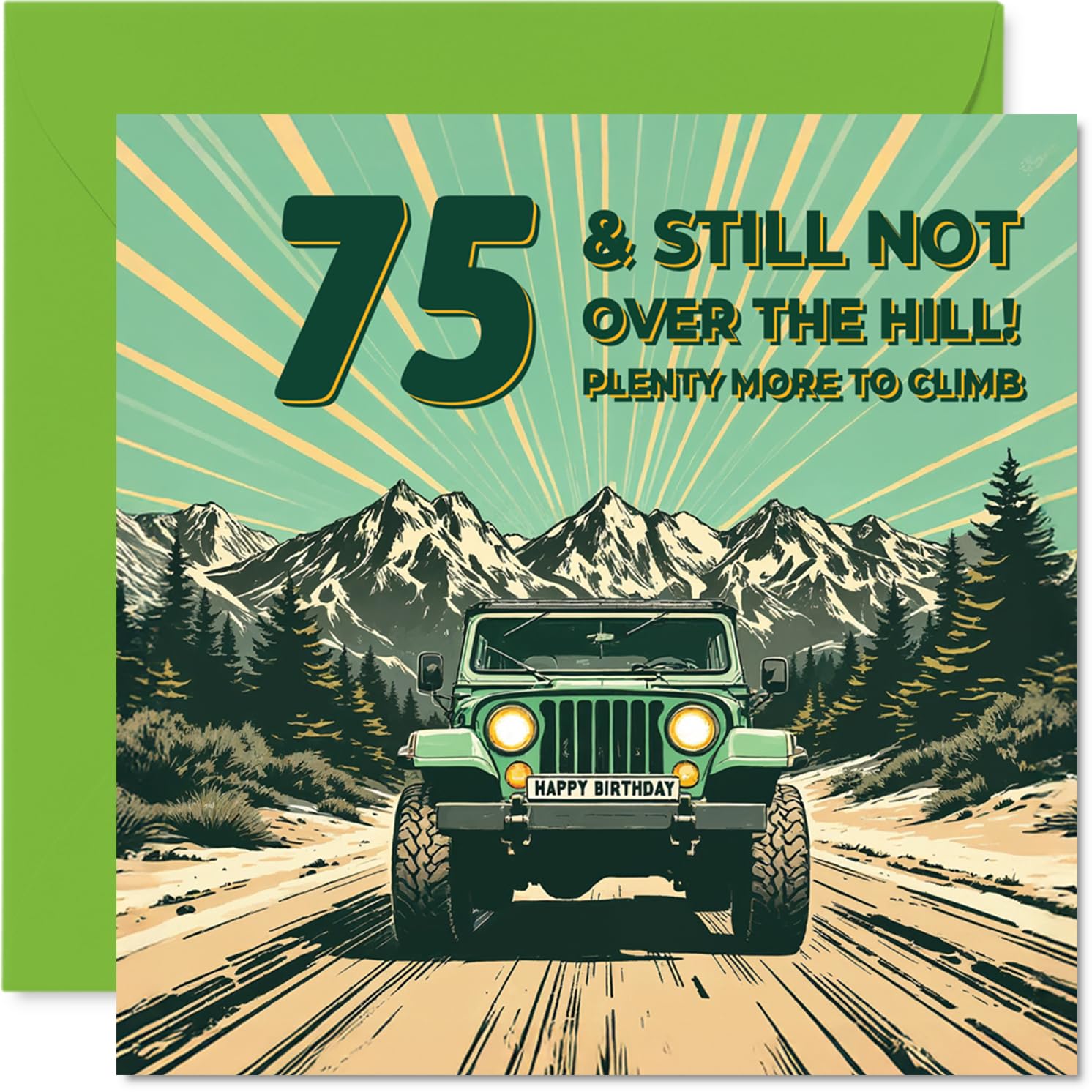 75th Birthday Cards for Men Women - Still Not Over The Hill - Happy Birthday Card for 75 Year Old Man Woman Sister Grandad Nan Nanny, 145mm Bday Greeting Cards