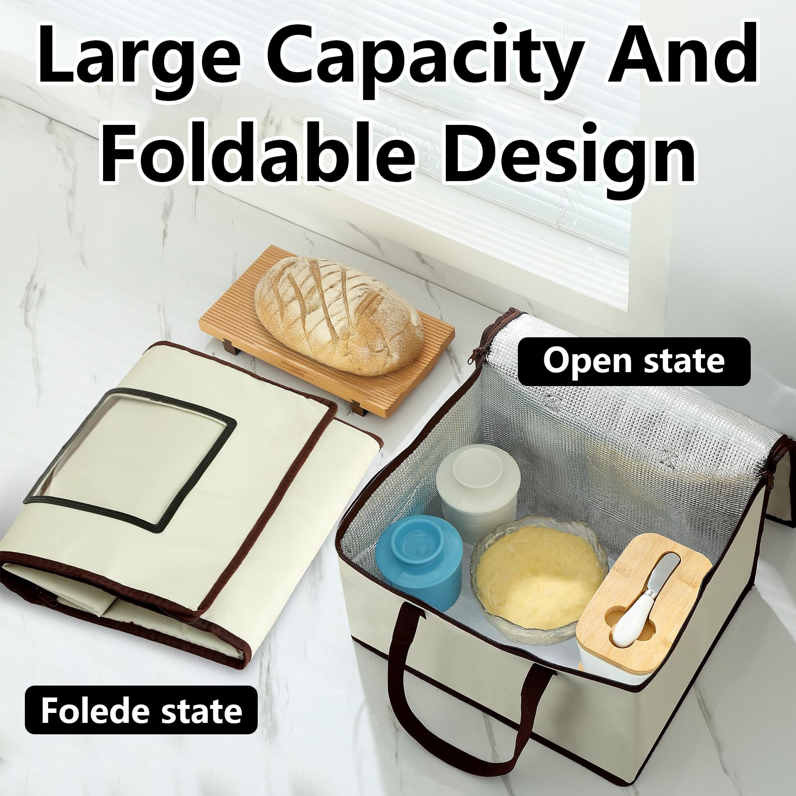 Boîte De Levée De Pâte, Armoire de Fermentation Pliable Étuve De Pâte Polyvalente avec Chauffage et Contrôle Précis De La Température Température et Minuterie Réglables Heated Proofing Basket