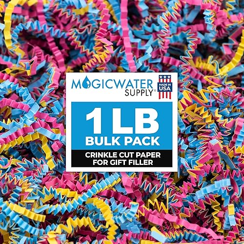 Miniatura 265 de MagicWater Supply - 1 libra - Naranja - Relleno de papel de corte arrugado ideal para envolver regalos, relleno de cestas, cumpleaños, bodas