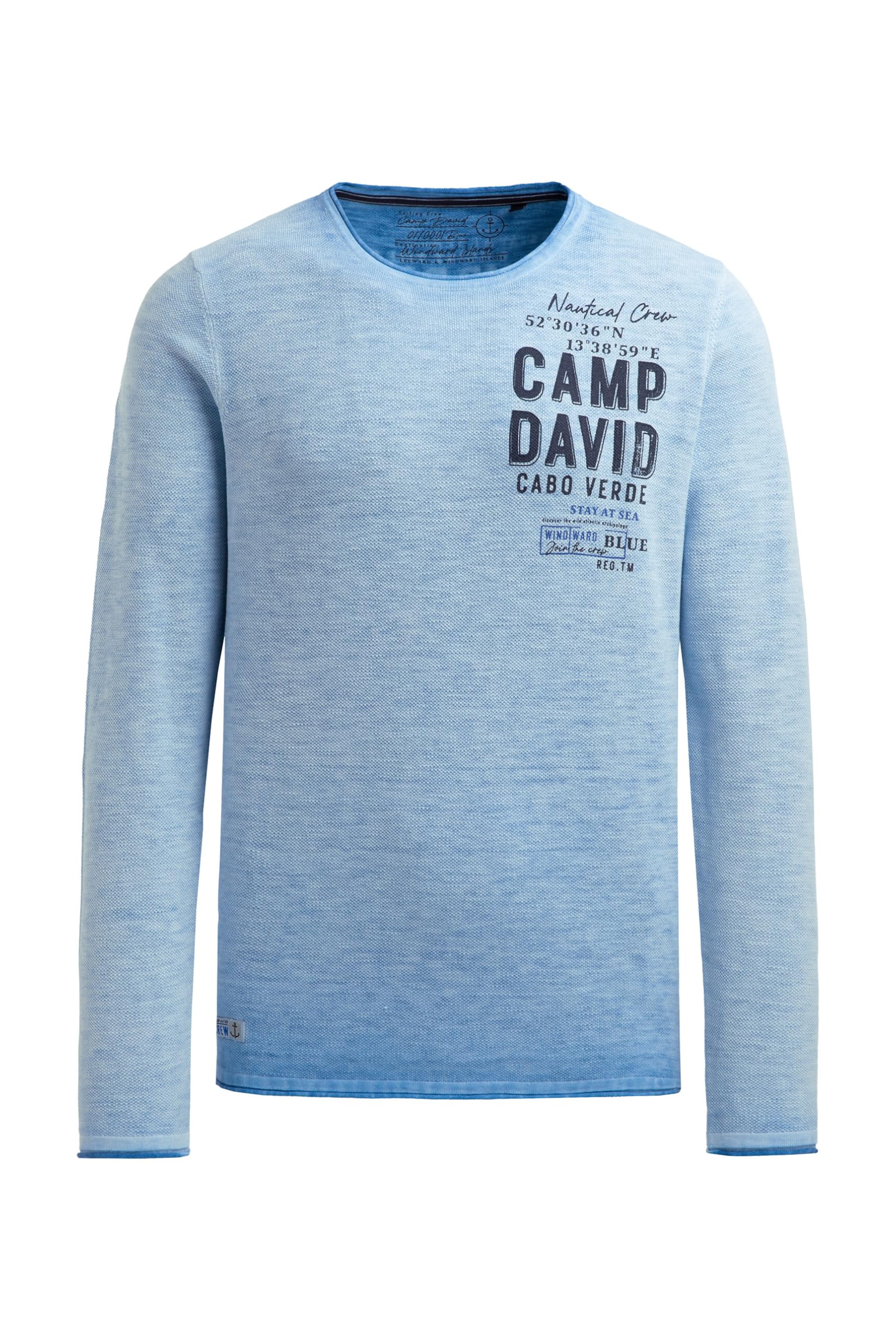 Camp David Herren Pullover Inside Oil Dyed mit Logo Print