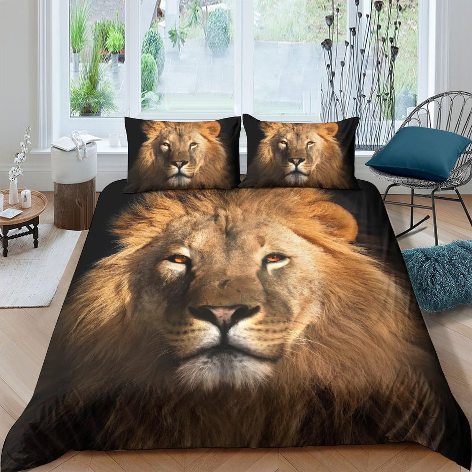 Ctjqhvkz Style-3 3D Printed Lion Majesty Fitted Sheet Microfiber Soft Bed Cover For Adult Teen Bedroom Dorm Mattress Protection Decor Single（135X200cm）