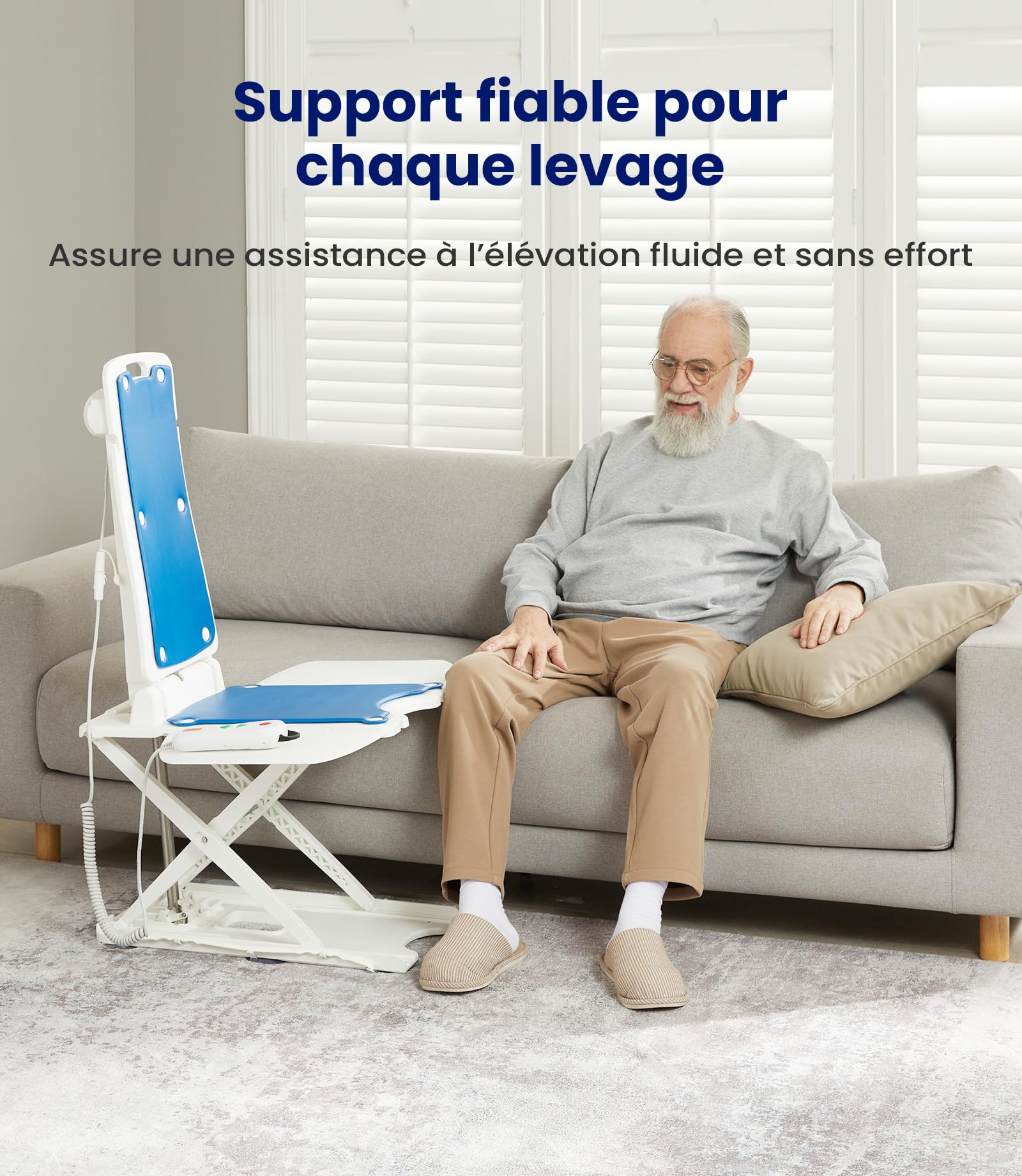 VOCIC Sièges à Levage assisté – Fauteuil élévateur électrique Multifonction, réglable en Hauteur jusqu'à 48 cm, Aide au relevage du Sol pour Personnes âgées, Charge maximale 136 kg