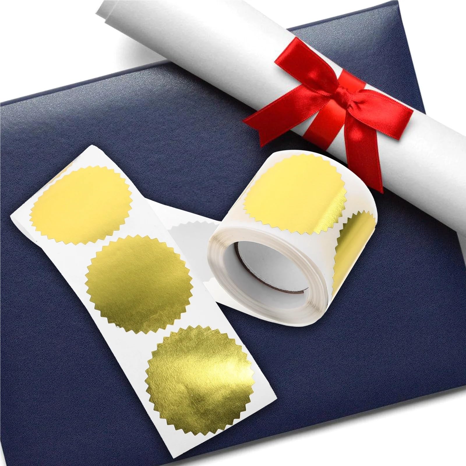 Adesivi for goffratura 5 rotoli di sigilli in rilievo, diploma di laurea, medaglie adesive, certificato for goffratura da 50 mm, for timbri in rilievo, scrapbooking(Silver)