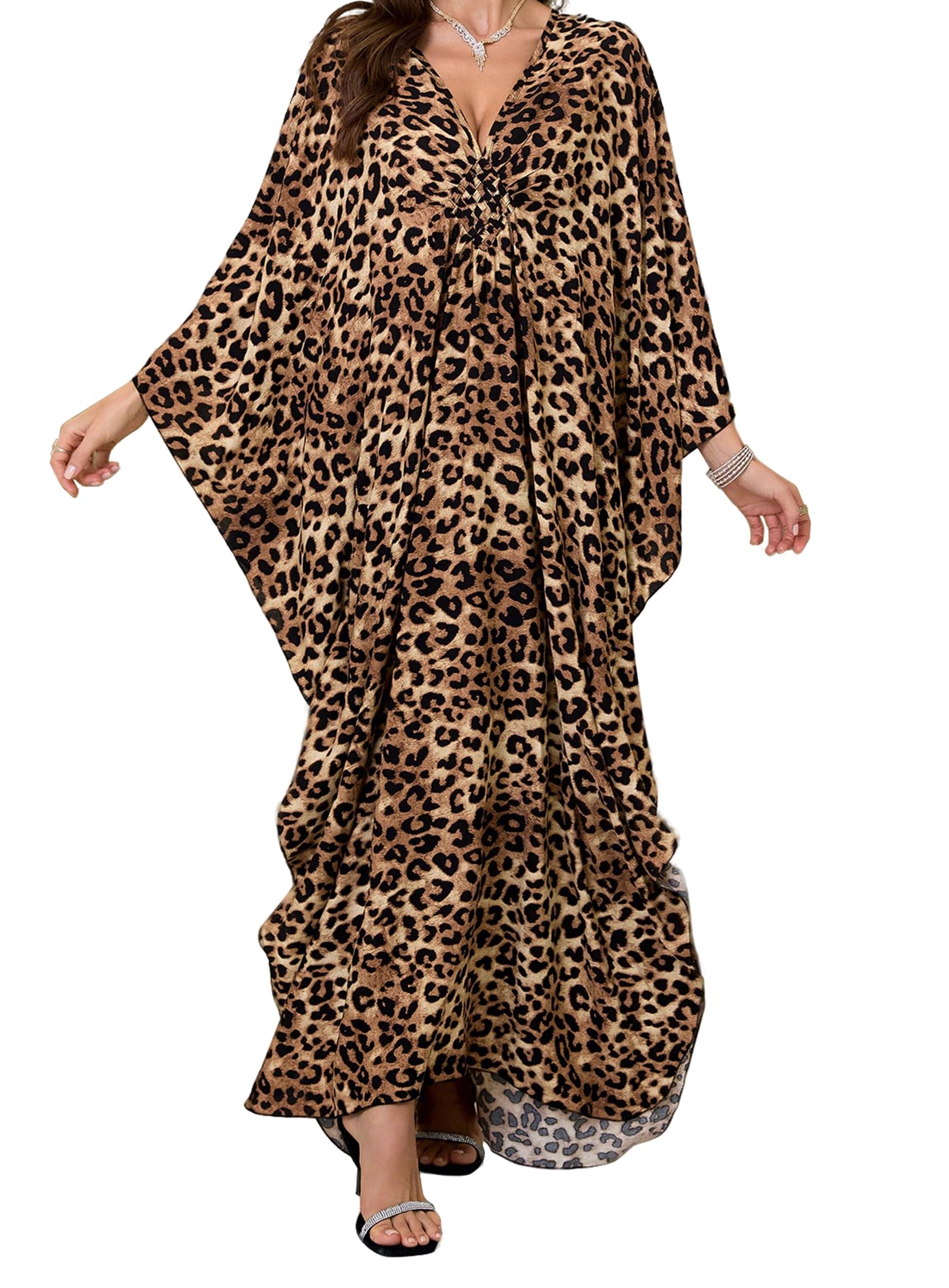 Womens Kaftan Dress 2025 V-Neck Beach Cover Up for Swimsuit Lightweight Mumu Loungewear Home Caftan Dress