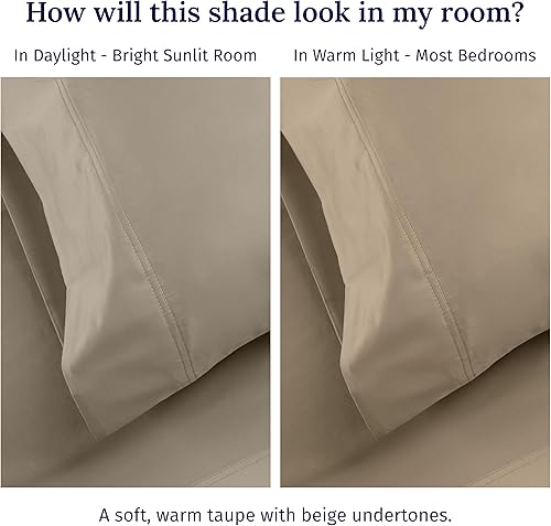 Vista 83 de California Design Den Juego de sábanas de 100% tejido de satén de algodón de 600 hilos, esquinas profundas, suaves, lavanda, tamaño King California