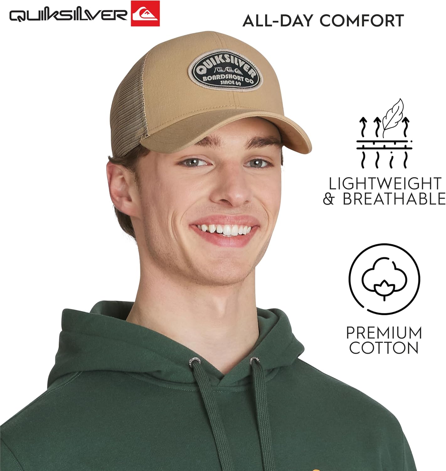 Quiksilver Men's Premium Cotton Adjustable Snap Back Logo Baseball Cap