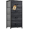 DWVO 16 Drawer Dresser, Tall Fabric Dresser, Large Chest of Drawers, Storage Organizer Closet Living Room Entryway with Sturdy Metal Frame and Wooden Top, Black Gray