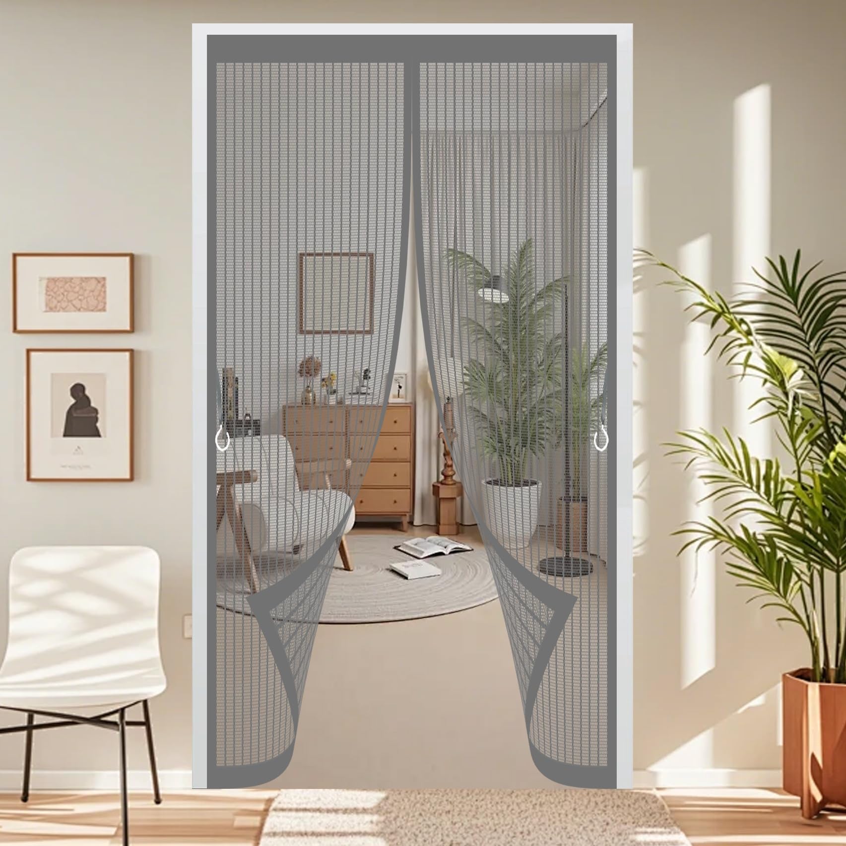 Fly Screens for Doors 72 x 246 cm Powerful Magnets, No Drill Installation, Automatically Closes, for Keeping Out Flies & Bug Mosquito Proof Door Curtains for Patio Doors Balcony, Grey