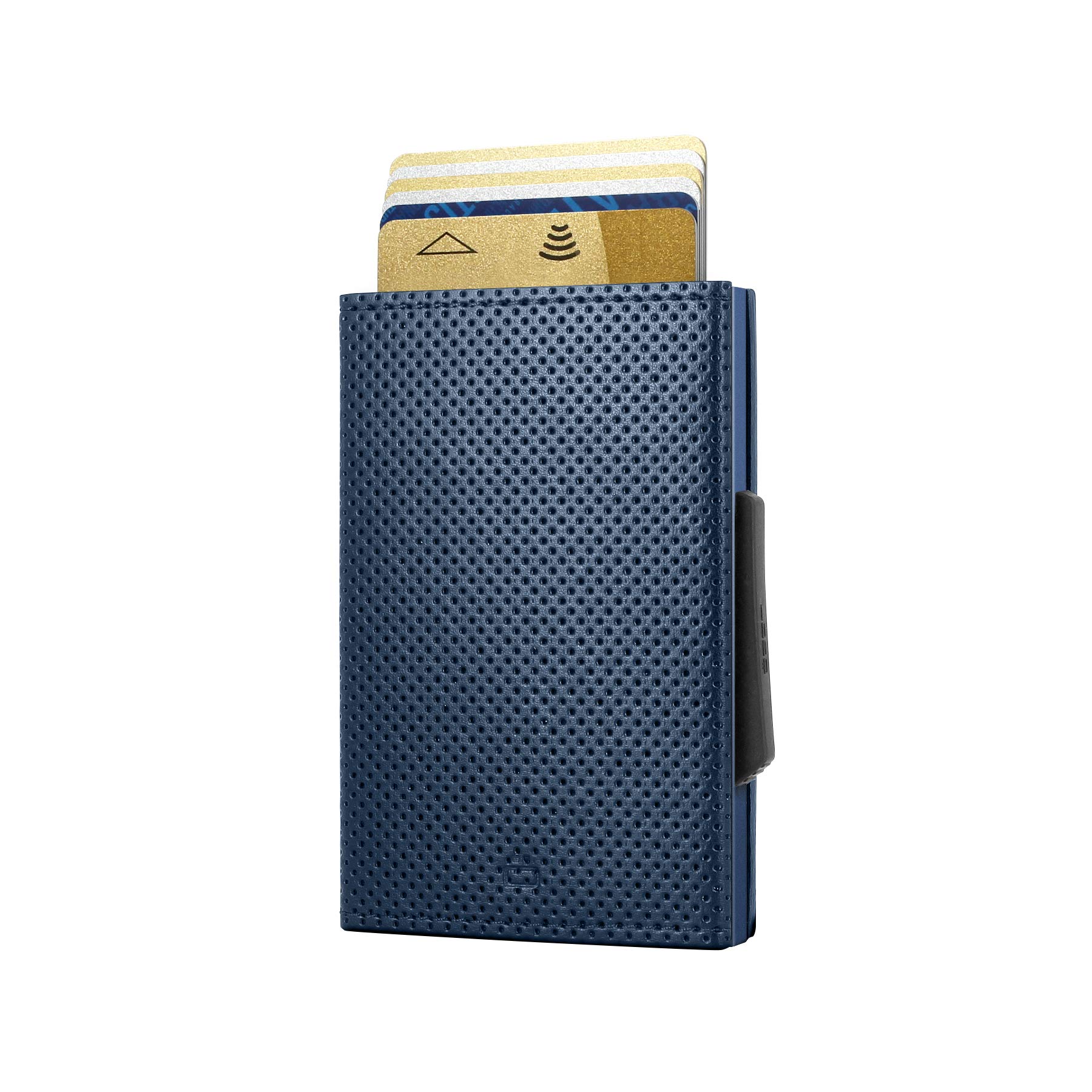 Cascade Slim Wallet by Ögon Designs - Automatic aluminum and leather Wallet - Compact metal RFID blo