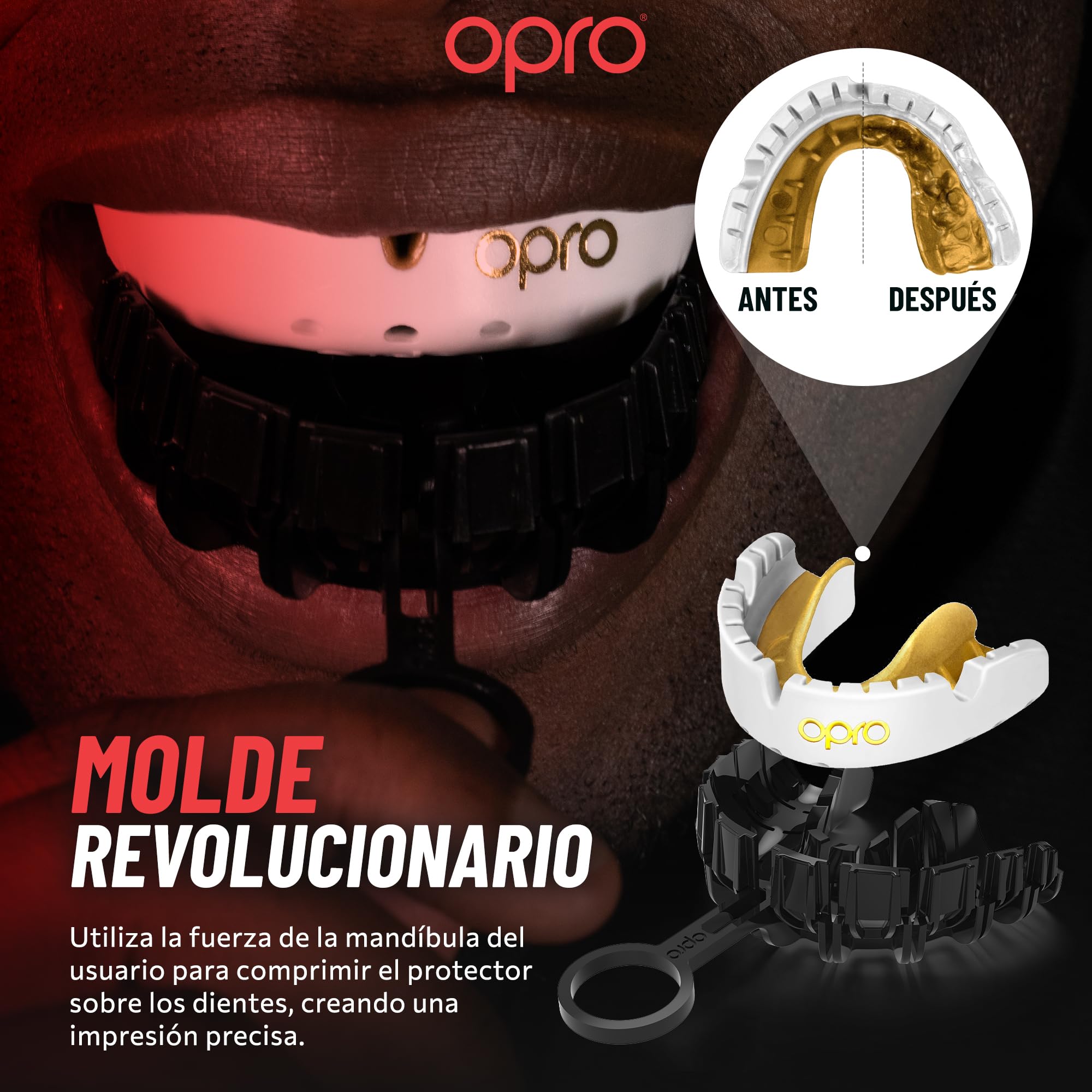 OPRO Protector bucal para brackets Gold Level, protector bucal deportivo con excelente comodidad, protección y ajuste, protector bucal para rugby, boxeo, lacrosse, MMA, artes marciales, hockey - 5