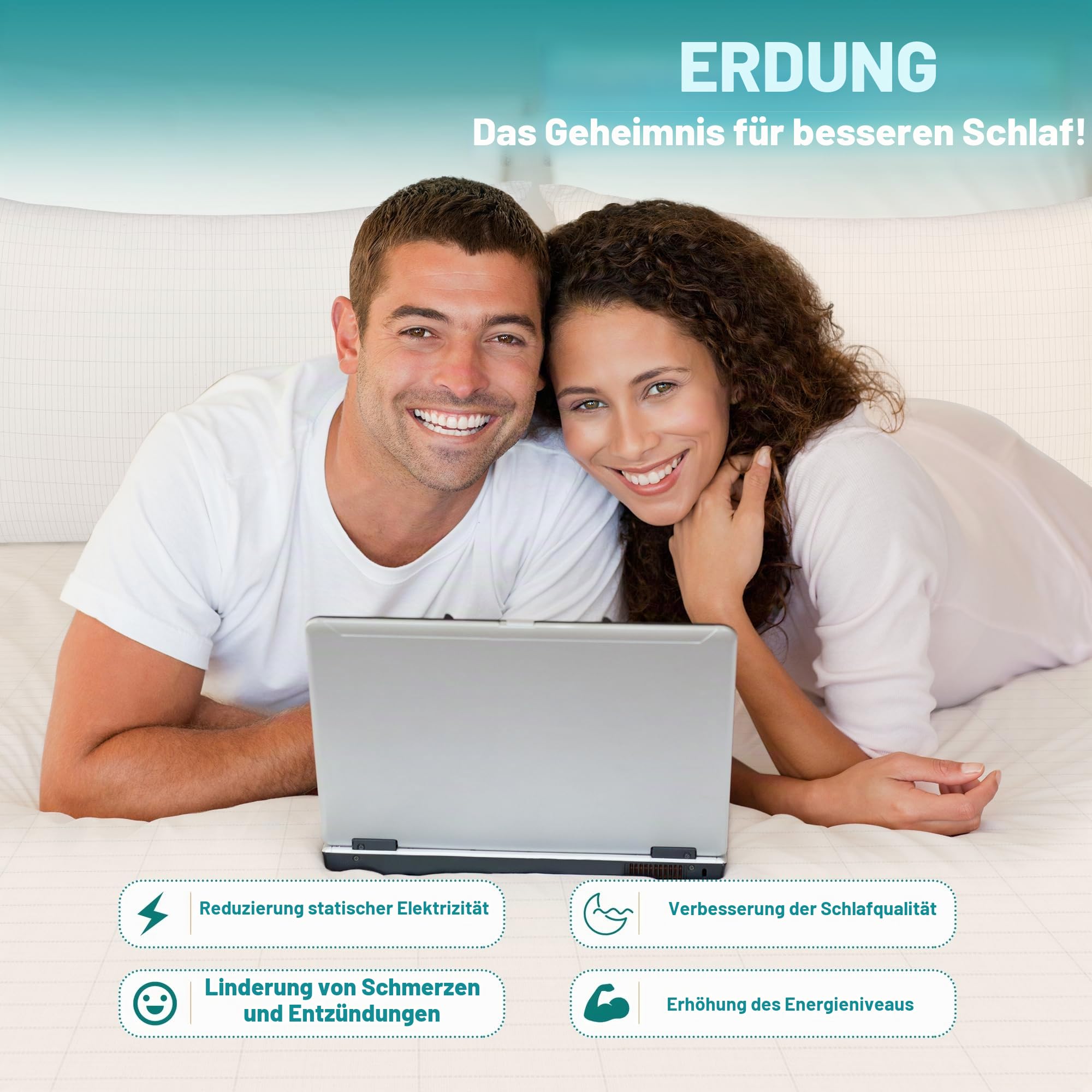 Erdungs-Spannbettlaken Erdungsbettlaken mit EU Erdungskabel Erdungsmatte Erdungsbetttuch für Besseren Schlaf (Beige, 90-100x203cm)