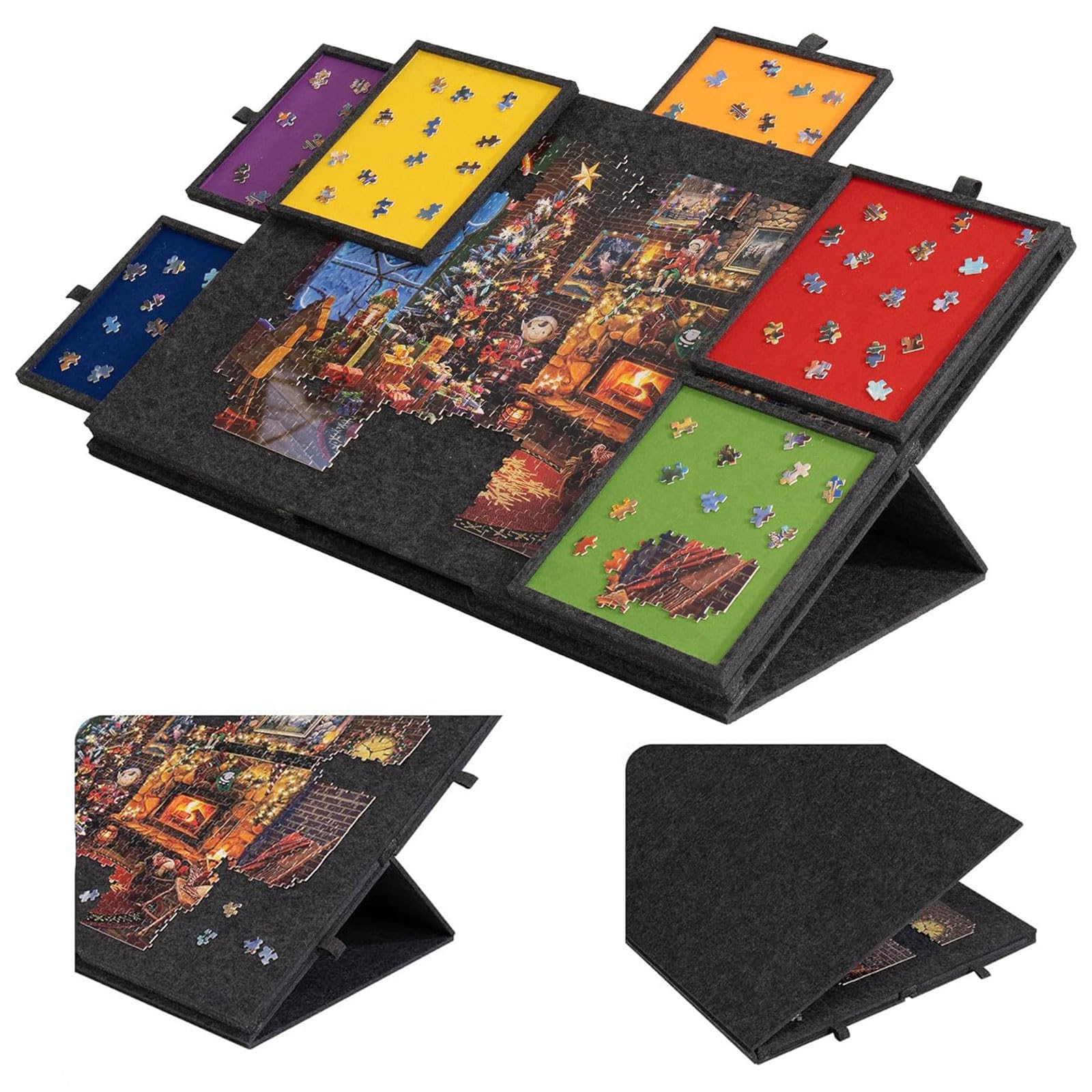 Mesa de Rompecabezas inclinable y Plegable,Tablero de Rompecabezas Plegable Antideslizante,con 6 cajones,Fácil de almacenar,para Regali di gioco adatti ad adulti e Bambino