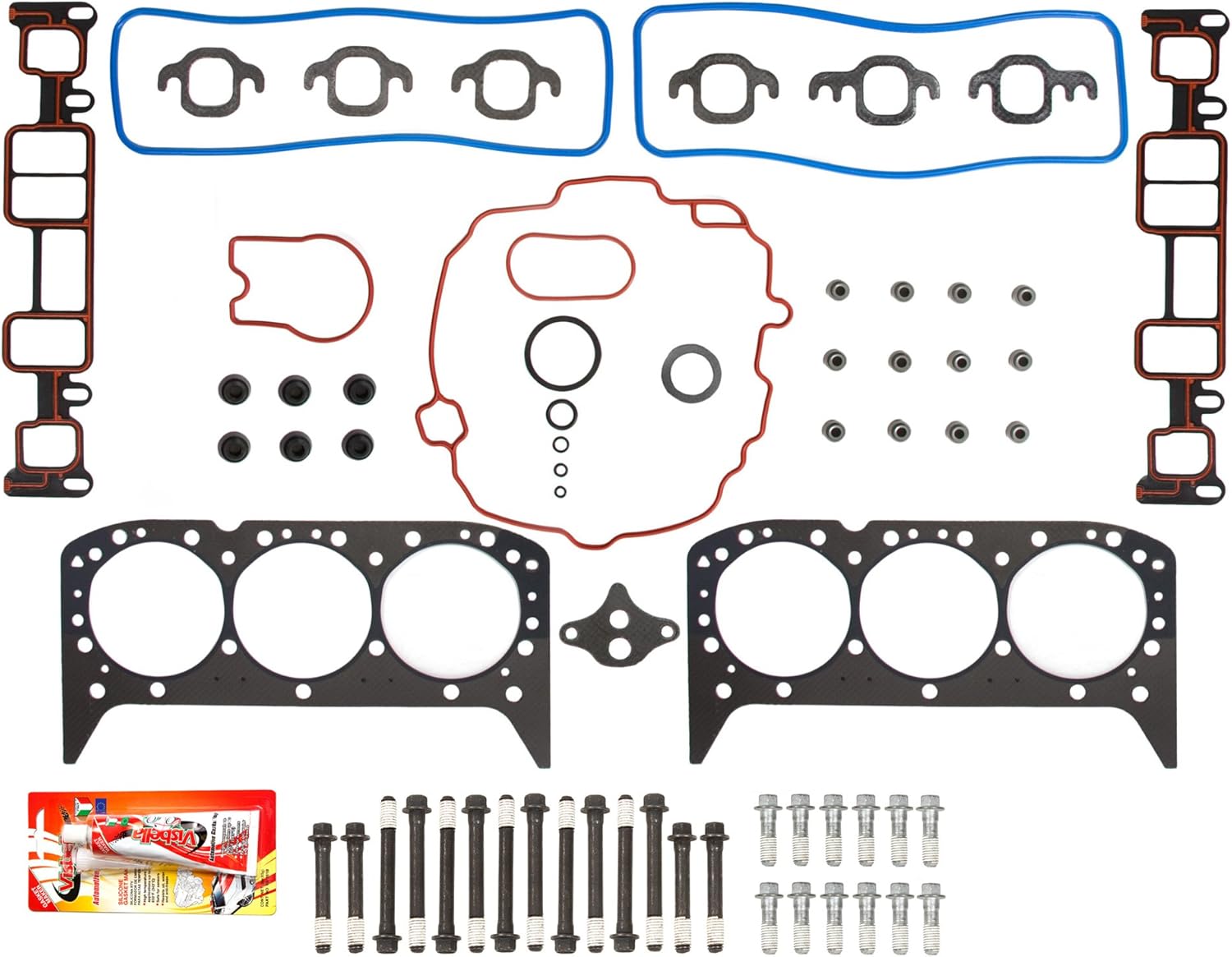 Compatible With Chevrolet 4.3 V6 OHV Cylinder Head Gasket Set Head Bolts