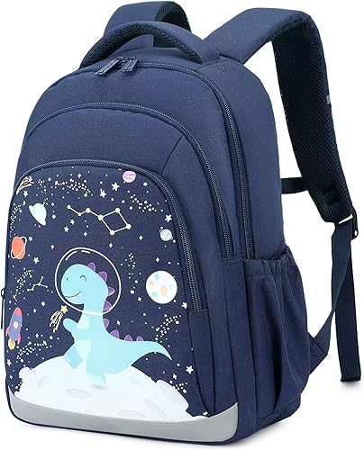 Miniatura 3 de Abshoo Linda mochila para niños para niñas, juego de mochilas escolares de unicornio de primaria con lonchera, Azul marino (DINOSAUR NAVY)