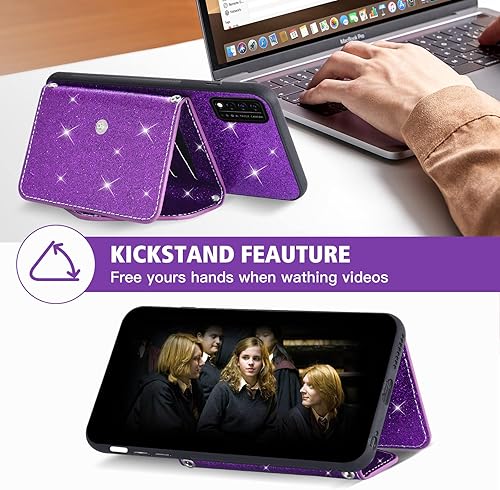 Miniatura 4 de Asuwish Funda para teléfono T-Mobile Revvl V+ 5G con protector de pantalla y correa cruzada, tarjetero con purpurina brillante para Tmobile RevvlV+