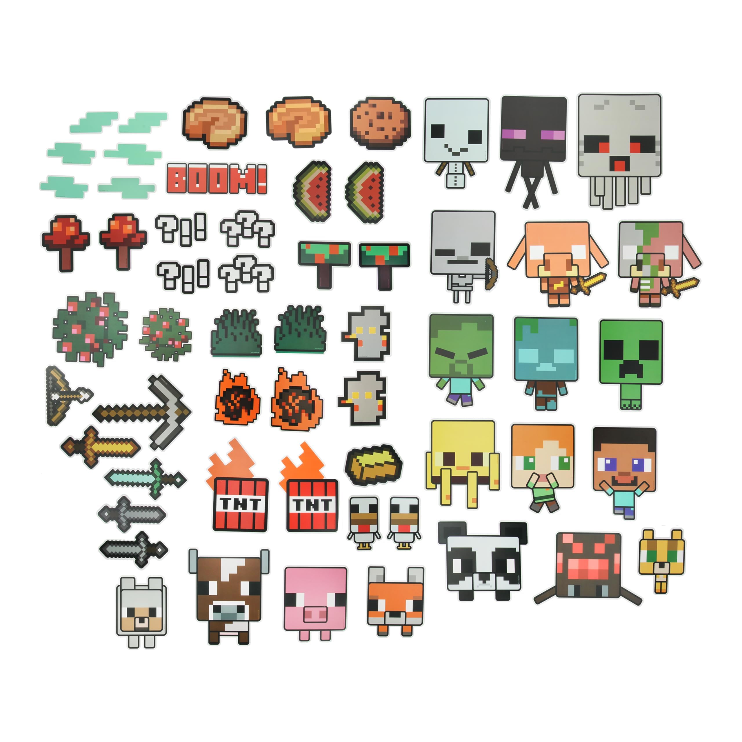 Minecraft Foto-Requisiten-Set - Offiziell lizenziert mit Creeper, Zombie, Axolotl, Alex & Steve, 58 Requisiten & 40 Sticks, Geburtstagsfeier-Foto-Box-Zubehör & Dekorationen für Gamer
