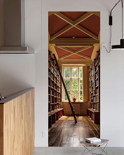 Miniatura 3 de FLFK Adhesivo mural para puerta, librería, despegar y pegar, tamaño combinado 32 x 80 pulgadas, dividido en 2 piezas