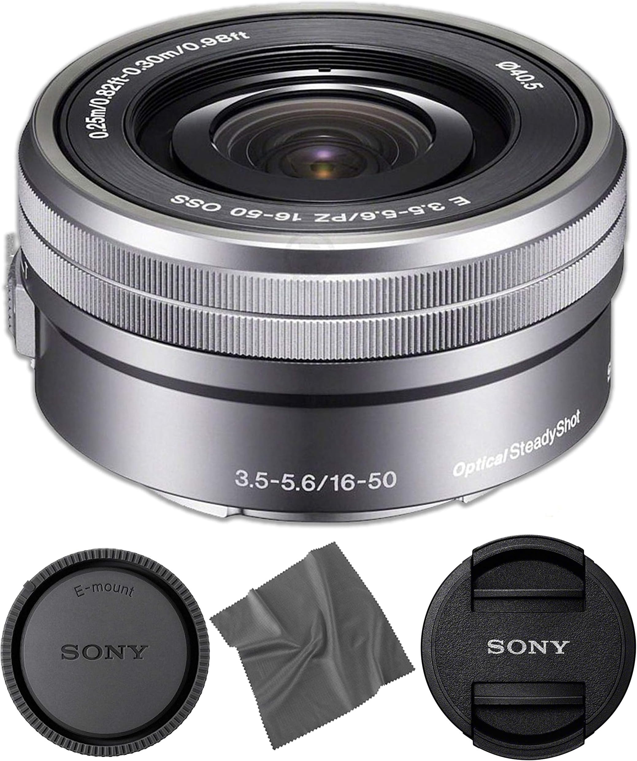Sony E PZ 16-50mm OSS: (SELP1650) Sony E PZ 16-50mm f/3.5-5.6 OSS Lens (Silver) + Pro Starter Bundle Kit Combo - International Version (1 Year Warranty)