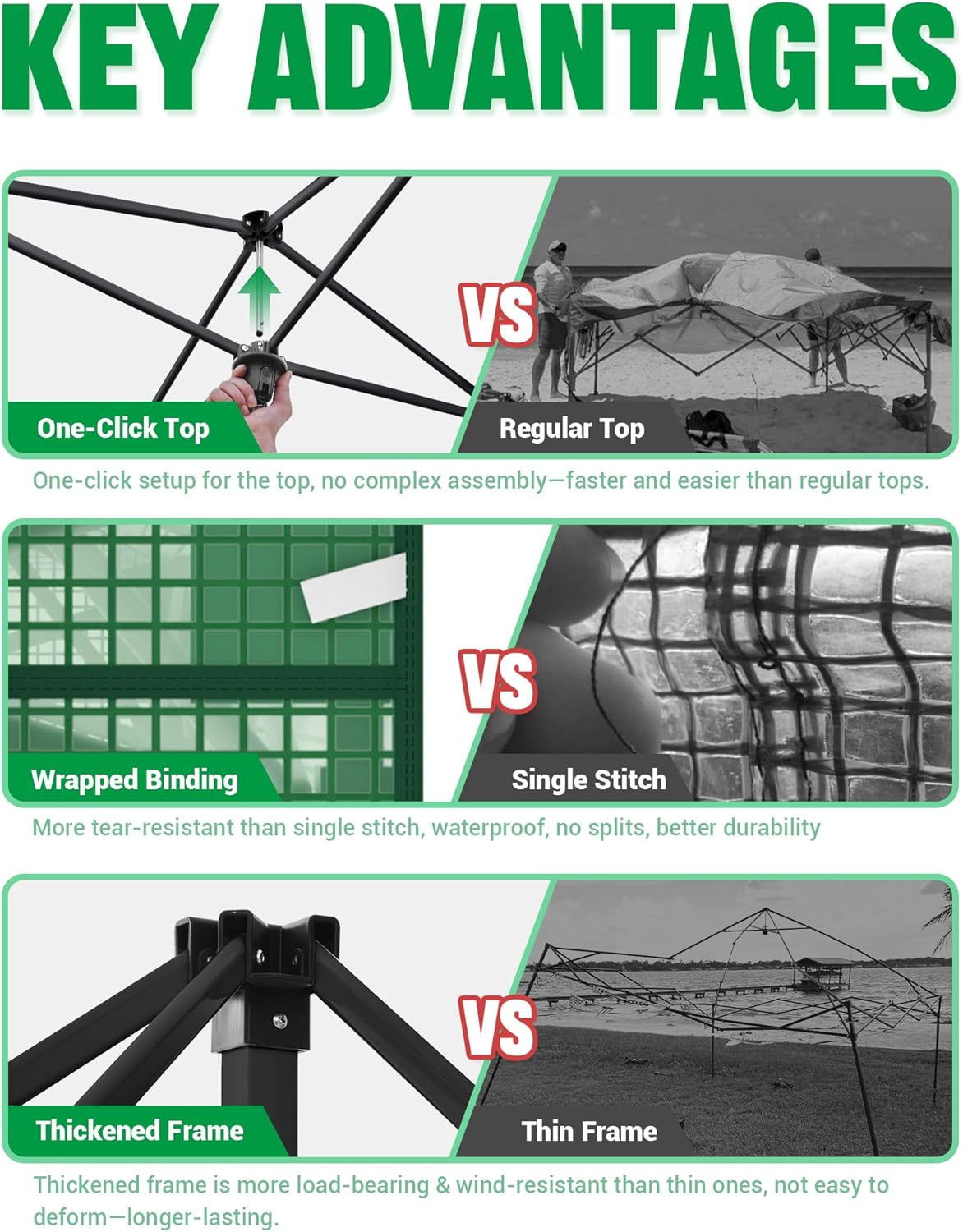 8x8 Instant Pop up Greenhouses, Indoor Outdoor Portable Greenhouse Walk-in for All Season, Small Green House with Roll-Up Zipper Doors and Side Windows, 4 Sandbags, Pe Cover, Green/Clear