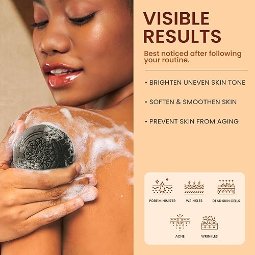 Miniatura 5 de Koji White Barra de jabón negra africana con ácido kójico para exfoliar el cuerpo – Jabón exfoliante facial e hidratante facial con manteca de