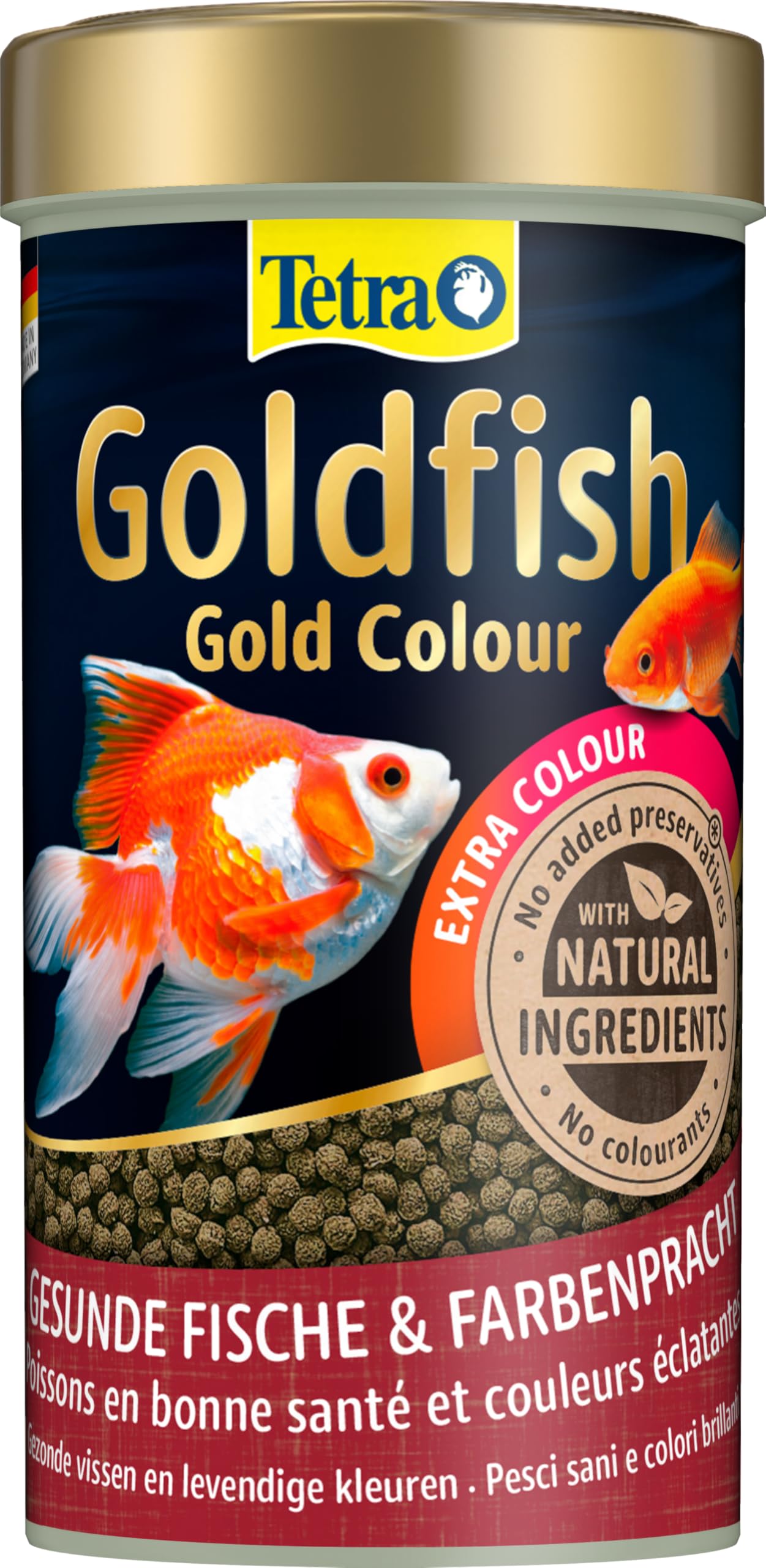 Tetra Goldfish Gold Colour - Alimento granulado premium para carpines dorados y otros peces de agua fría, lata 250 ml