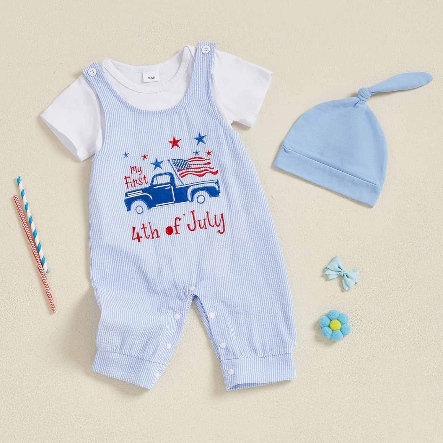 BeQeuewll Baby Boy St Patricks Day Outfit Newborn Romper+Plaid Shamrock Overalls+Hat 3Pcs Babys First St Patricks Day Outfit - Image 4