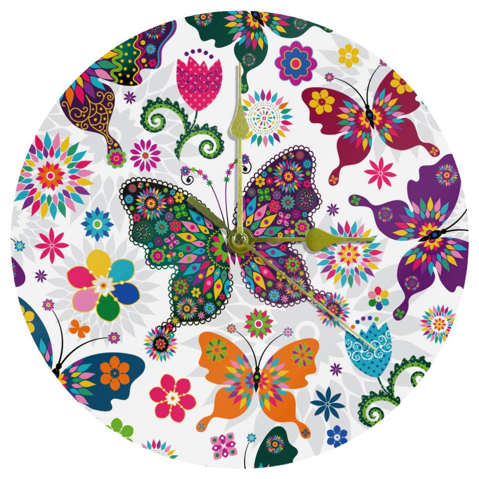 Horloge murale acrylique au design fleuri élégant, mécanisme de qualité