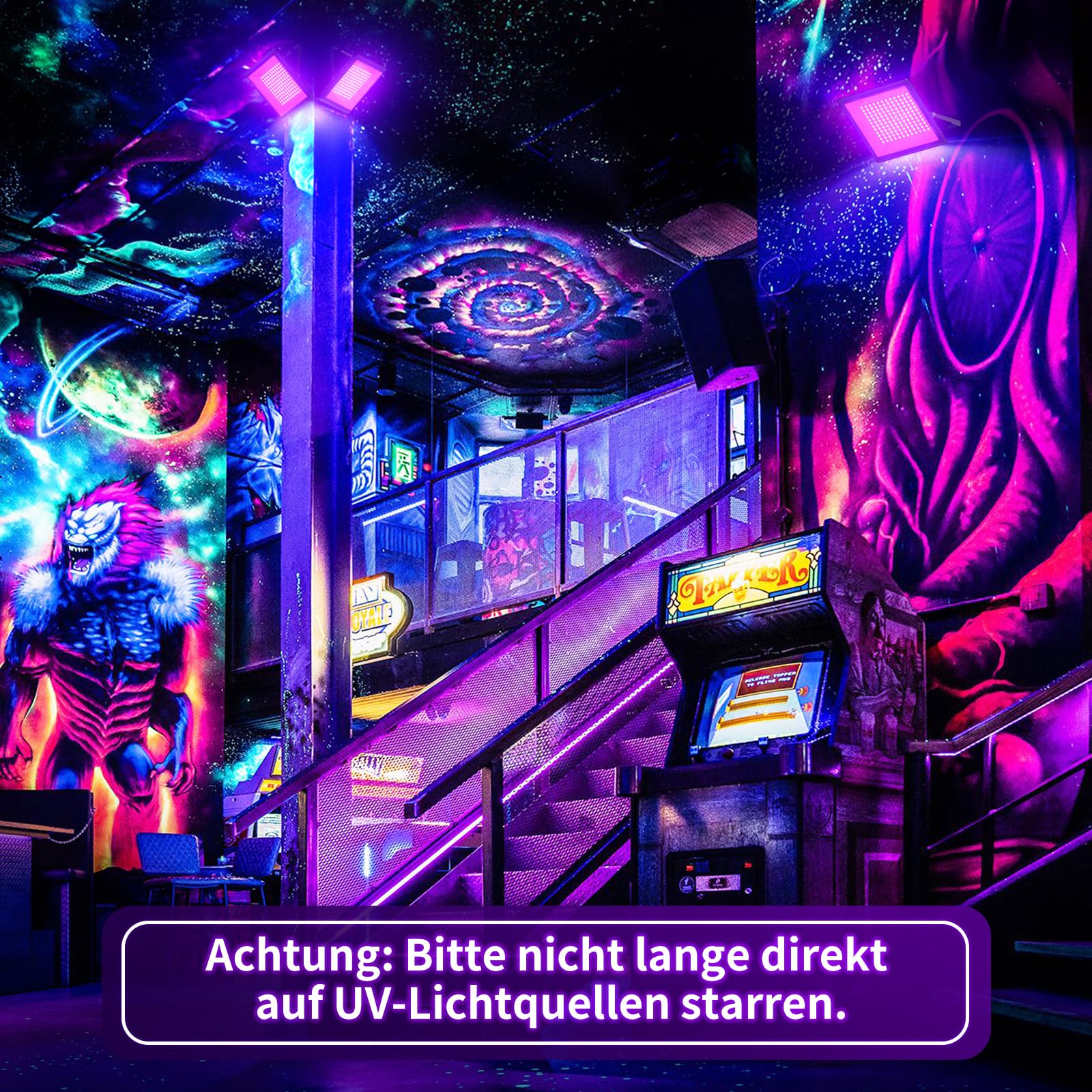 150W LED Schwarzlicht, Schwarzlichtlampe, Schwarzlicht Strahler, UV Flutlicht für Weihnachten, Halloween, Neon Glühparty, Körperbemalung, UV Harzaushärtungslicht, IP66 Wasserdicht (2 Stück)