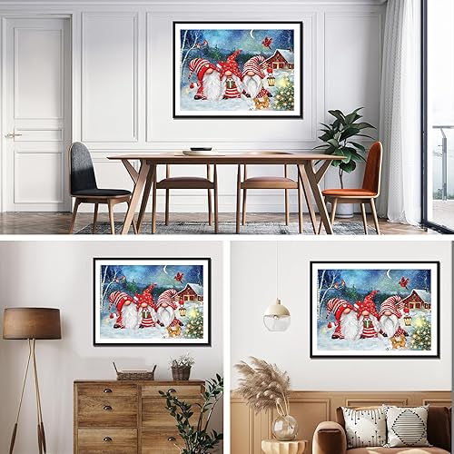 Miniatura 3 de NAIMOER Kits de pintura de diamantes de gnomos para adultos, taladro completo 5D, arte de diamantes de Navidad, pintura de diamantes para casa, kits