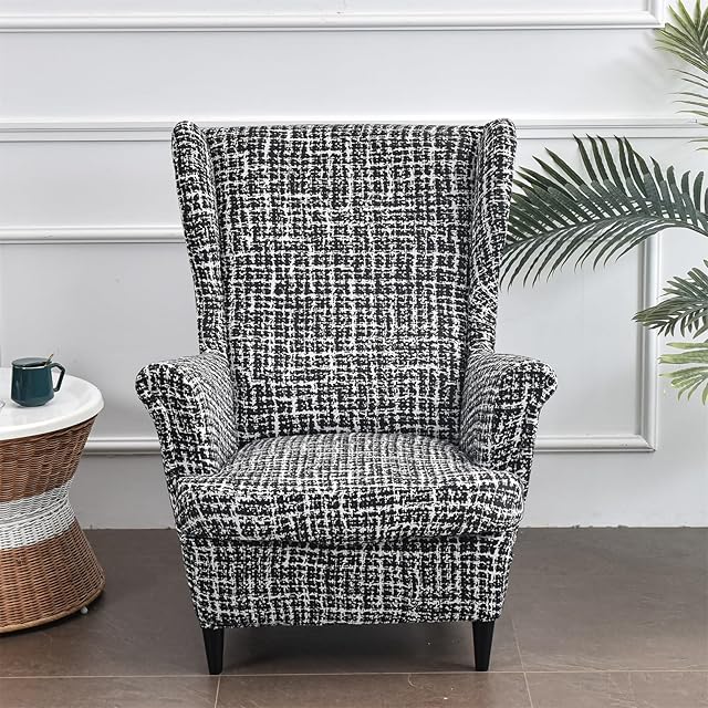 MINGPINHUIUS Wingback Chair Covers - Super Soft Stretch Wing Chair Slipcover Wing Back Chair Cover 2 Piece Set Armchair Covers Furniture Protector for Living Room Bedroom Hotel (Carlo)