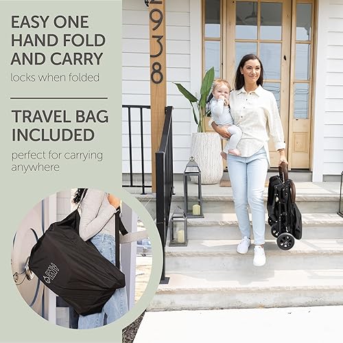 Miniatura 7 de Cochecito de viaje ligero para bebés y niños pequeños, cochecito fácil de plegar y compacto para avión con toldo, cesta de almacenamiento,