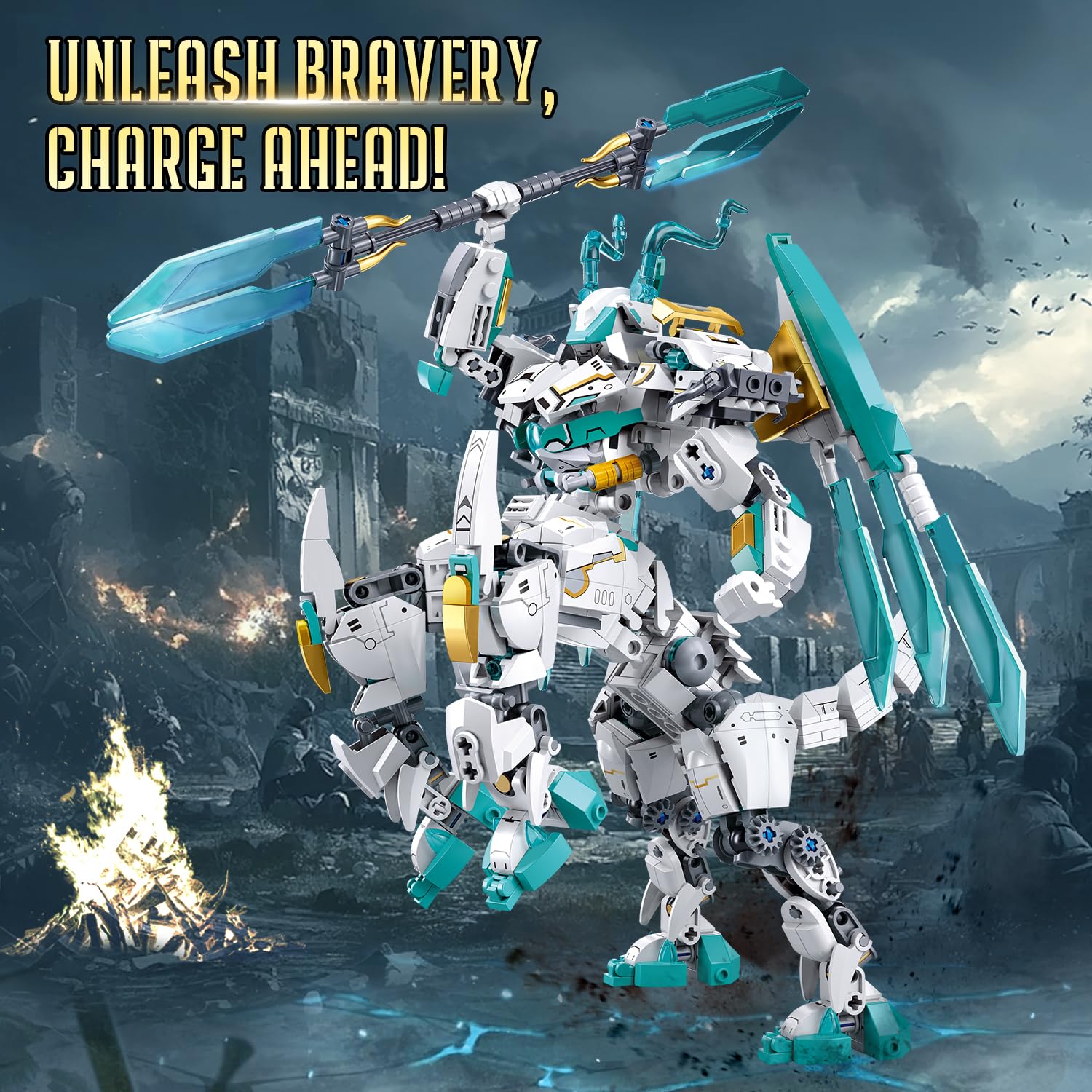Amazon.com: Mech Building Sets, 2 in 1 Transforming Dragon Warrior
