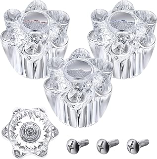 Enhon Shower Knob Replacement, Compatible with Pfister Contessa and Windsor Tub and Shower Faucets, Hot and Cold Faucet Handle Replacement, Newer Style, Clear Acrylic(3 Pieces)
