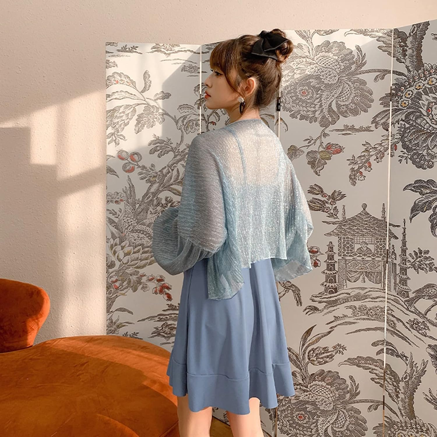 [Sakunaca] レディース水着 オールインワン 2点セット カーディガン ワンピース おしゃれ セクシー Vネック 胸パッド付