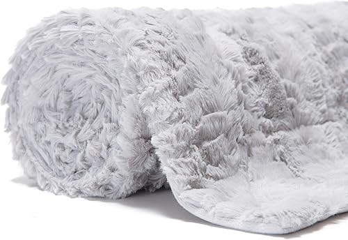 Miniatura 3 de Manta Chanasya rectangular, de piel sintética con relieve, elegante, microfibra, color crema, para cama, sofá