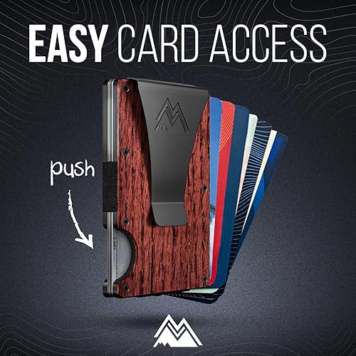 Miniatura 3 de Mountain Voyage - Cartera minimalista para hombre, billetera delgada con RFID, resistente a los arañazos, soporte para tarjetas de crédito y clip