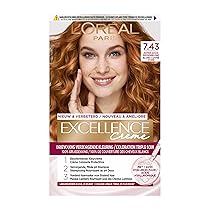 L’Oréal Paris Excellence Crème 7.43 colore per capelli Rosso – Colorazione per capelli (rosso, blond cuivré doré, Belgio, 63 mm, 100 mm, 163 mm)