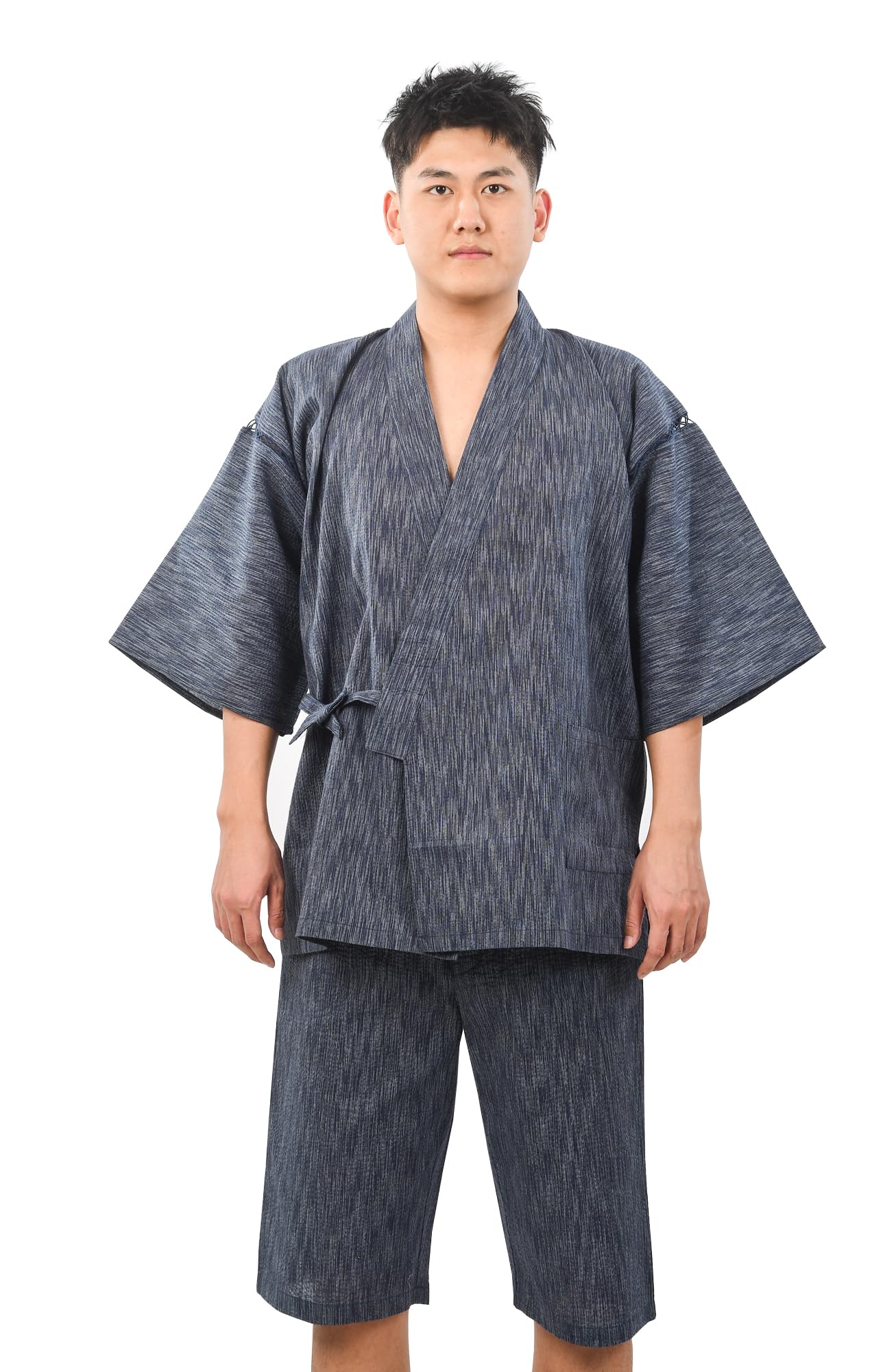 HOHO AYUMU Jinbei Men's Cotton Shijira Weave Pattern D Summer Kimono M