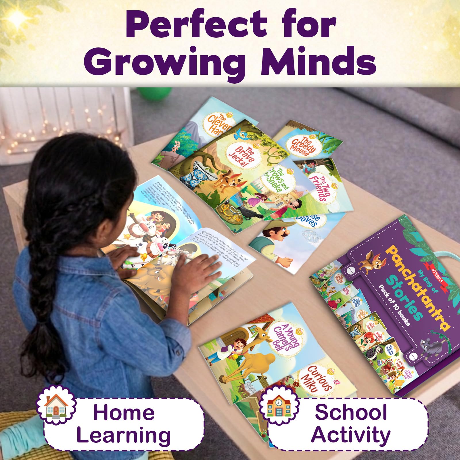 Team Pegasus Panchatantra Amazing Story Bag | Pack of 10 Books for Kids | Ages 3+ | Classic Moral Stories with Colorful Illustrations | Perfect for Early Learning and Fun Reading 2