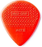 Palheta de guitarra Dunlop 471P3N Max Grip Jazz III, vermelho, pacote com 6