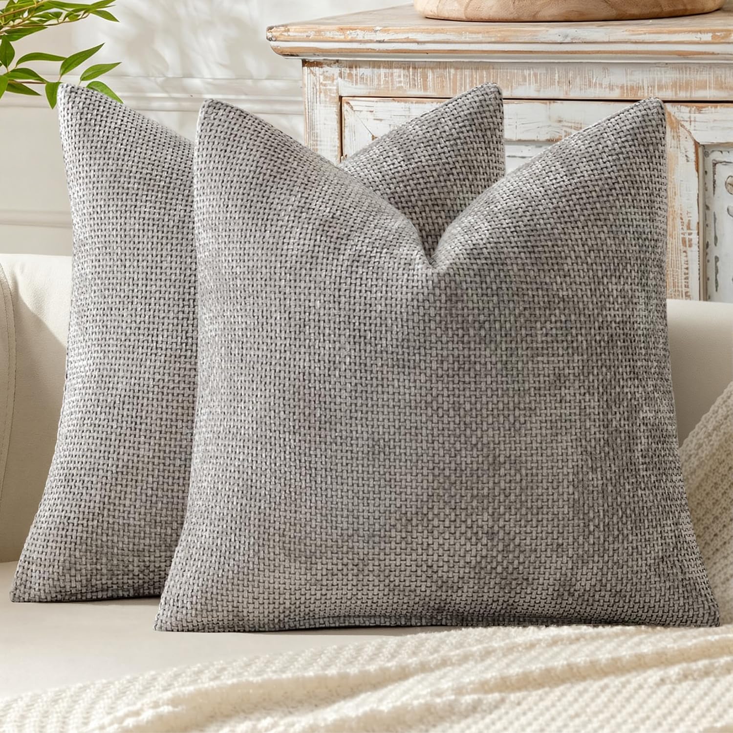 MIULEE Kissenbezug 2er Set Chenille Kissenbezüge Sofakissen Weiche Dekokissen Kissenhüllen mit Elegantem Design CouchKissen Zierkissen für Bett Sofa und Wohnzimmer