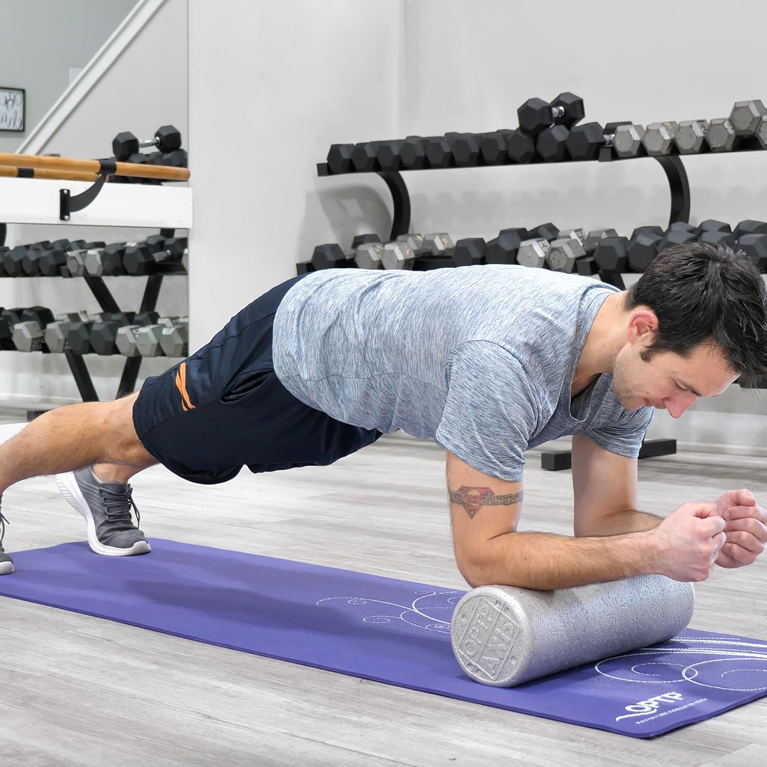 OPTP Silver AXIS Foam Roller, Moderate Density for Sports Medicine, Physical Therapy, Pilates, Yoga - Myofascial Release on Trigger Points (Silver Moderate Density, 18" x 6" Round)