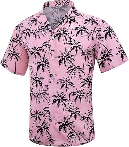 Miniatura 3 de Barry.Wang Camisa para hombre, novedosa camisa de vestir de playa con botones para hombre, manga corta, estilo casual