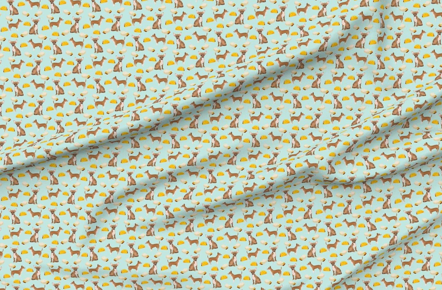 Spoonflower Fabric - Chihuahua Food Taco Dogs Pet Cute Tacos Burritos Novelty Print Printed on Organic Cotton Sateen Fabric by The Yard - Sewing Quilting Apparel Home Decor