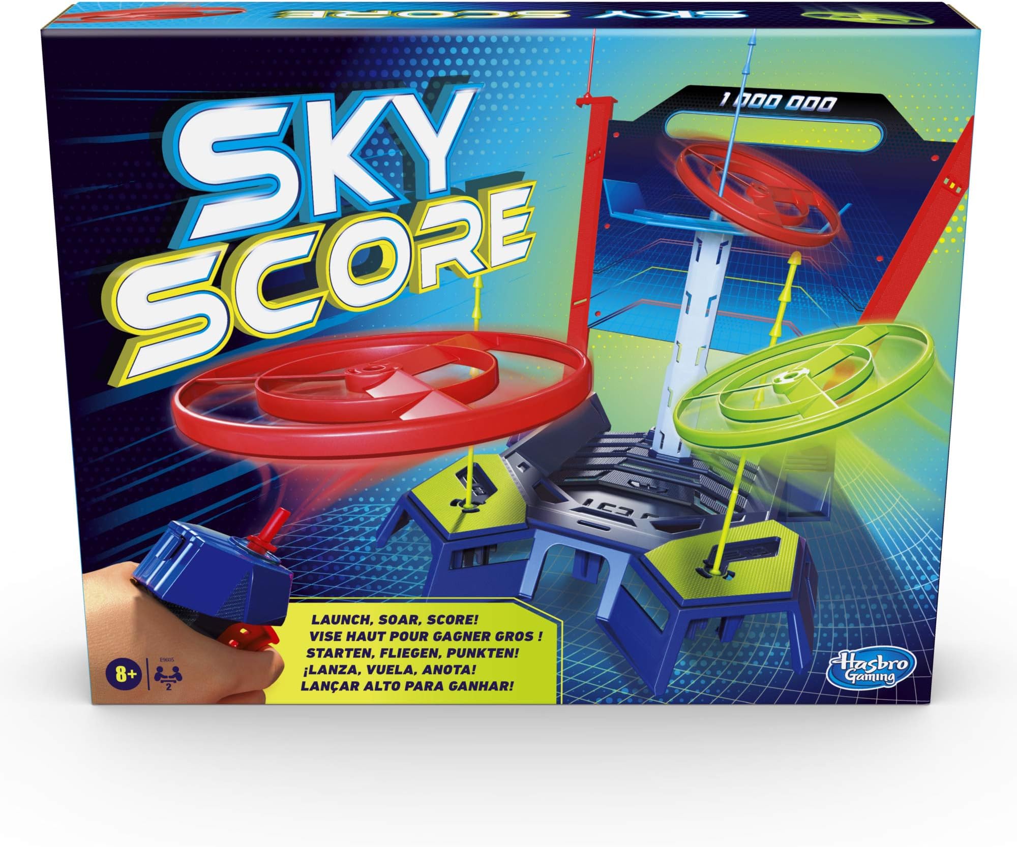 Hasbro Gaming Sky Score Game; Launch and Score Game With Spinners for Kids ages 8 and Up; For 2 Players