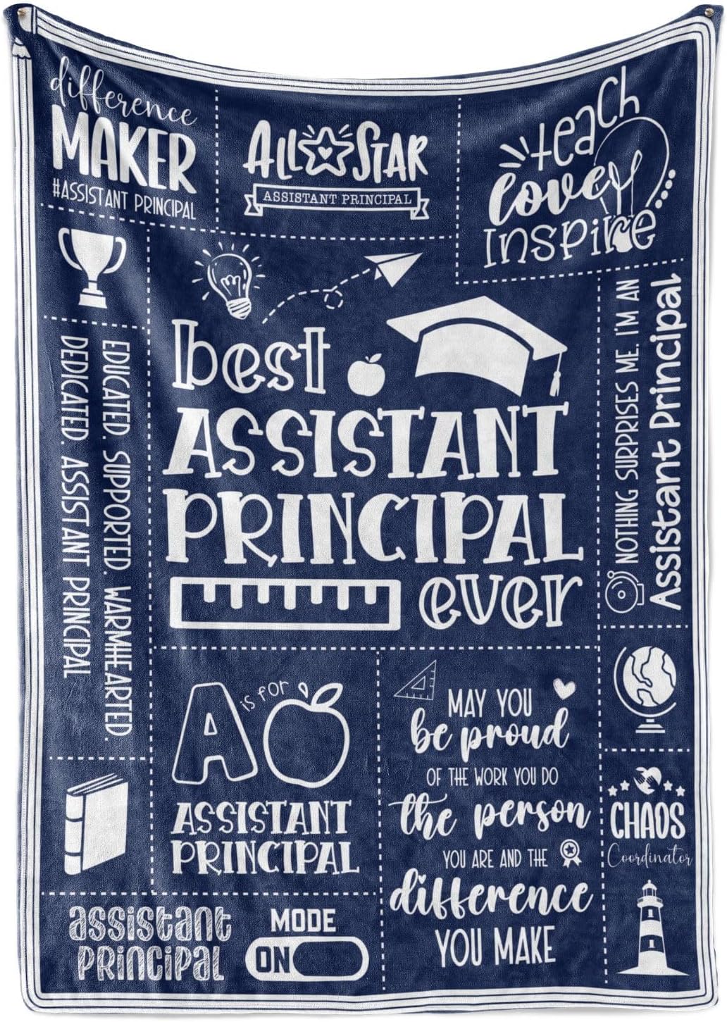 InnoBeta Assistant Principal Gifts, Bed Flannel Blankets for Women Men, Size 50"x 65" - Blue - Pencil - Best Assistant Principal Ever